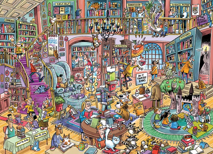 Cobble Hill - Doodle Town - Bookshop Bedlam 1000 Piece Puzzle