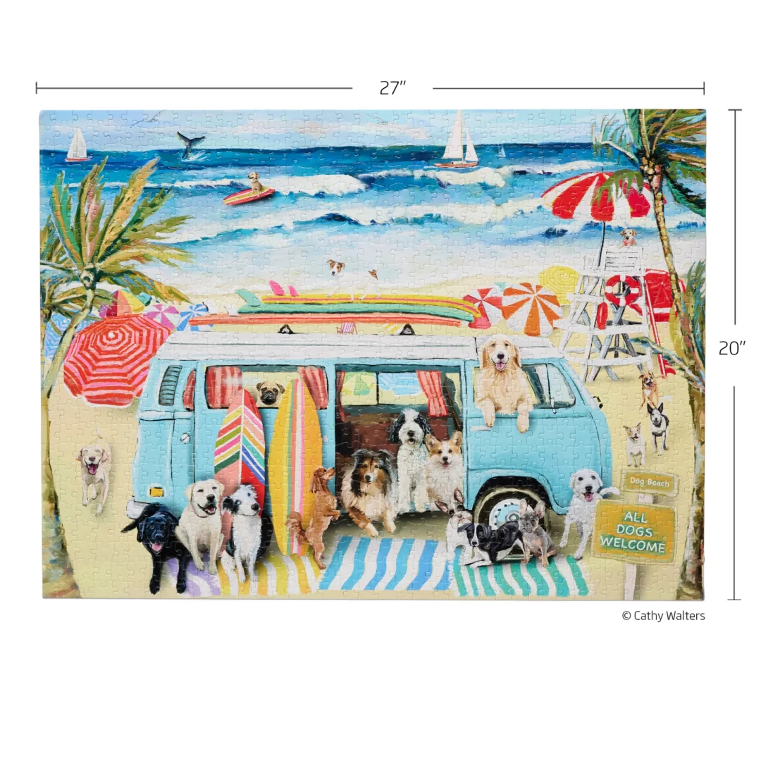 WerkShoppe - Doggie Surf School 1000 Piece Puzzle - Slip Box - Image 2