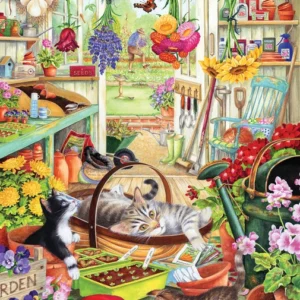 Cobble Hill - Potting Shed Cats 500 Larger Piece Puzzle
