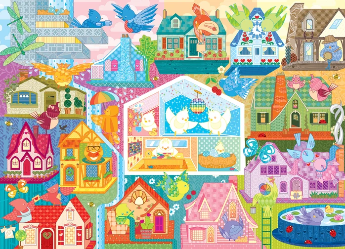 Cobble Hill - Rainbow Birdies 500 Larger Piece Puzzle