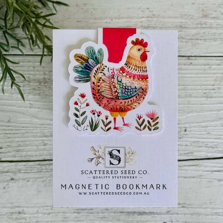 Magnetic Bookmarks - Folk Art Chicken - 4 Designs - Image 3