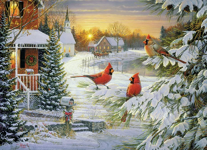 Cobble Hill - Sunset Cardinals 1000 Piece Puzzle