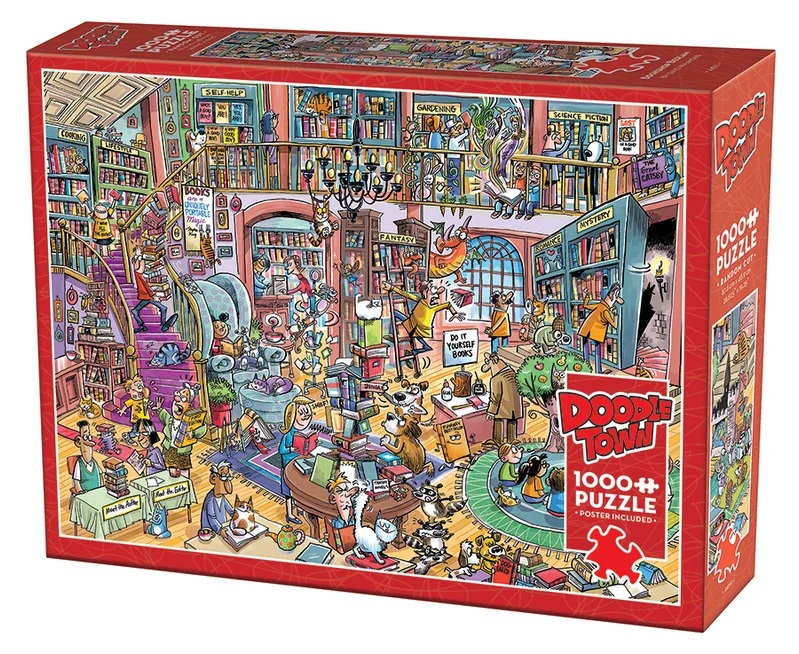Cobble Hill - Doodle Town - Bookshop Bedlam 1000 Piece Puzzle - Image 2