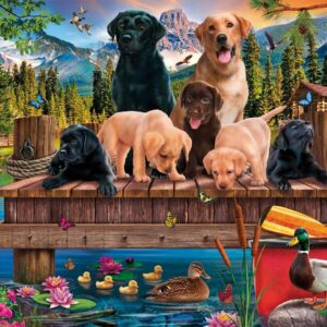 Schmidt - A Family of Dogs at the Lake 1000 Piece Puzzle