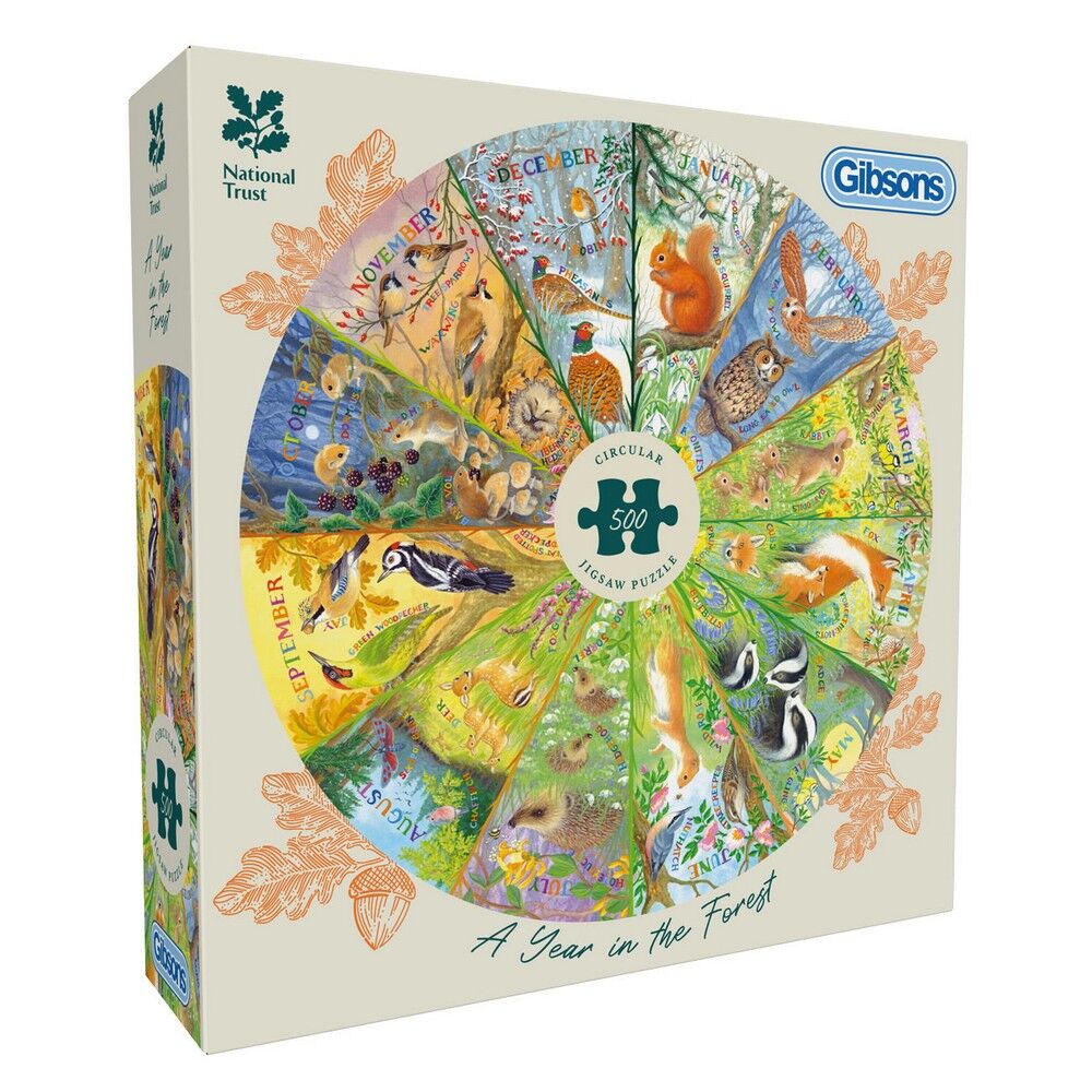 Gibsons - National Trust - A Year in the Forest 500 Piece Circular Puzzle - Image 2