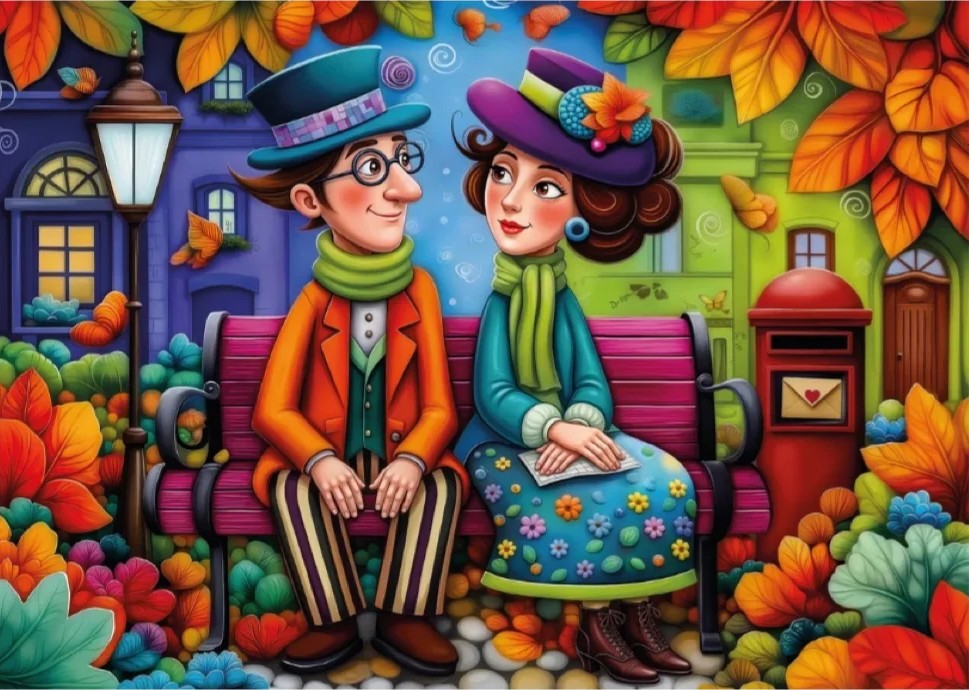 Jacarou - Fall Sweet Romance 1000 Piece Puzzle