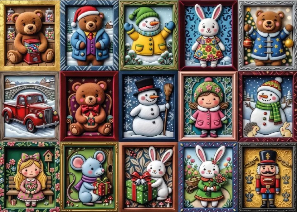 Jacarou - Framed Christmas Charm 1000 Piece Puzzle
