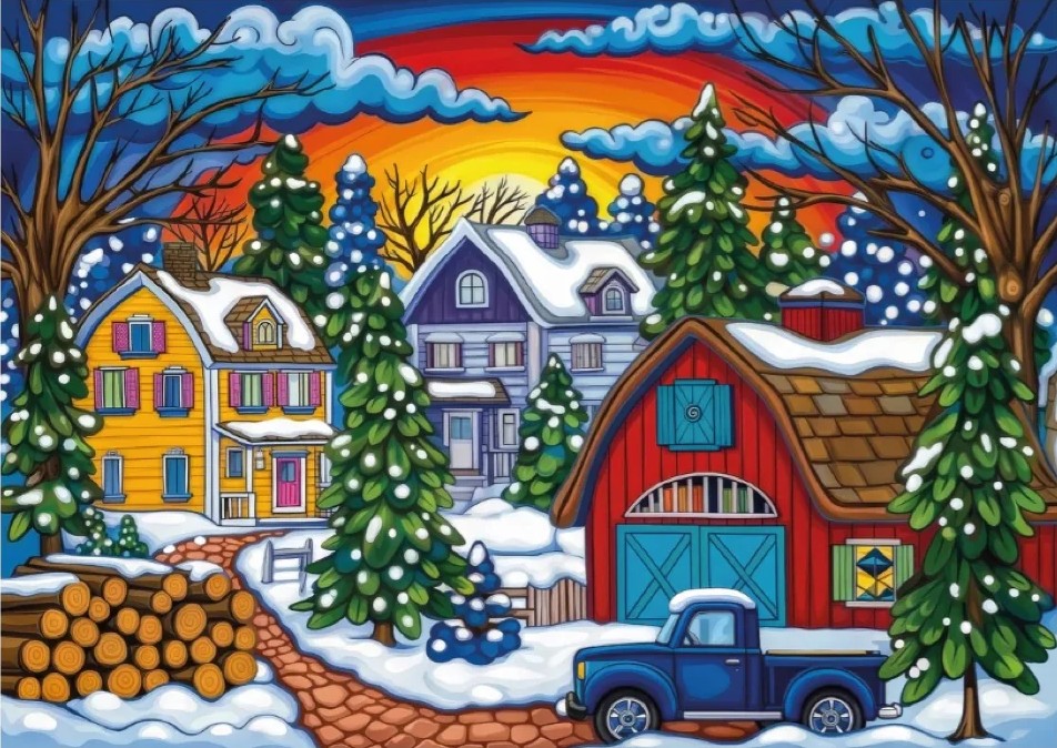 Jacarou - Frosted Farm Memories 1000 Piece Puzzle