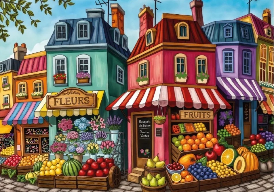 Jacarou - Fruit & Flower Corner Shop 1000 Piece Puzzle