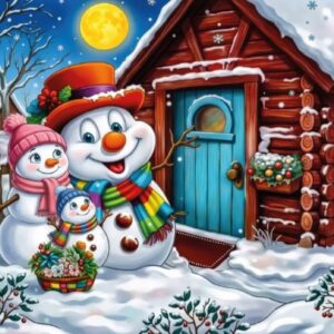 Jacarou - Happy Snowman Family 1000 Piece Puzzle