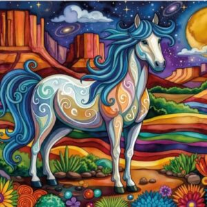 Jacarou - Painted Moon Horse 1000 Piece Puzzle