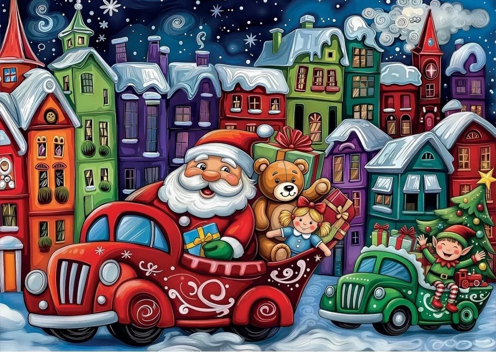 Delfy - Santa's Holiday Drive 1000 Piece Puzzle