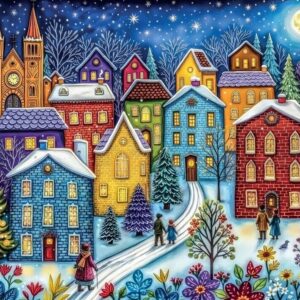Delfy - Snowy Evening Village 1000 Piece Puzzle