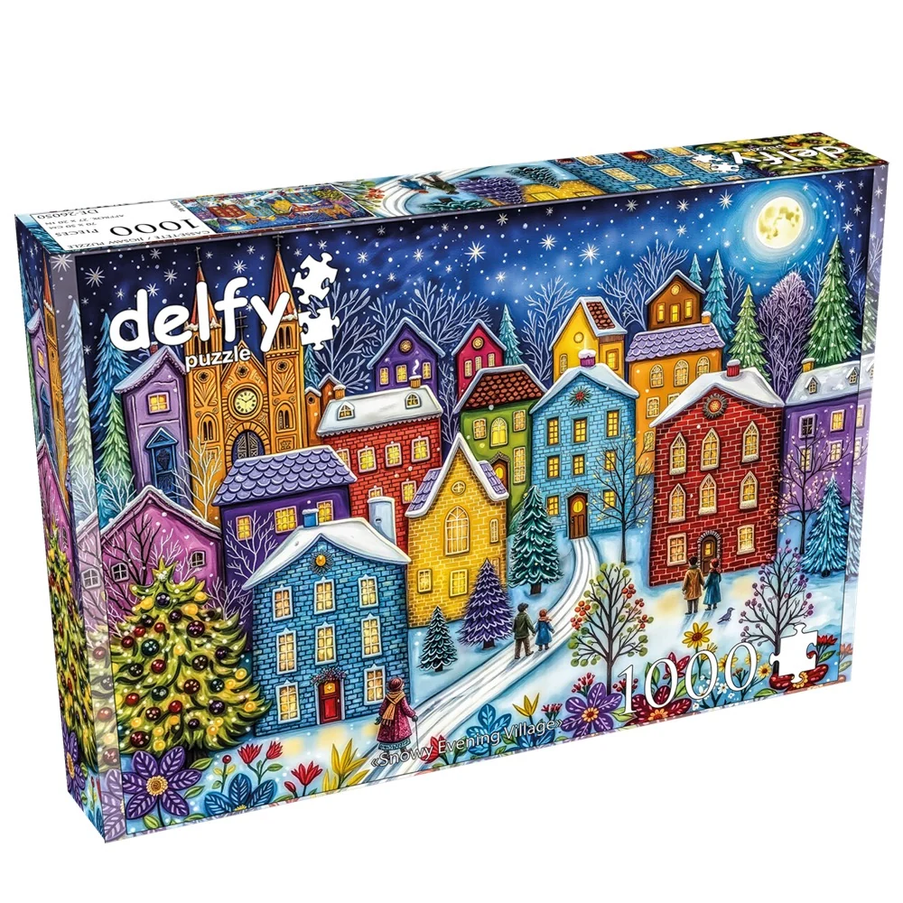 Delfy - Snowy Evening Village 1000 Piece Puzzle - Image 2