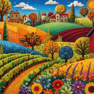 Jacarou - Sunny Harvest Hills 1000 Piece Puzzle