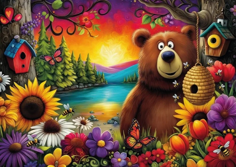 Jacarou - The Bear & The Bees 1000 Piece Puzzle