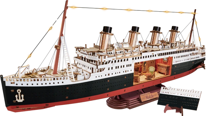 Robotime -1912 Eternal Atlantic Voyager (Titanic) 3D Wooden Puzzle Creation Kit - Image 2