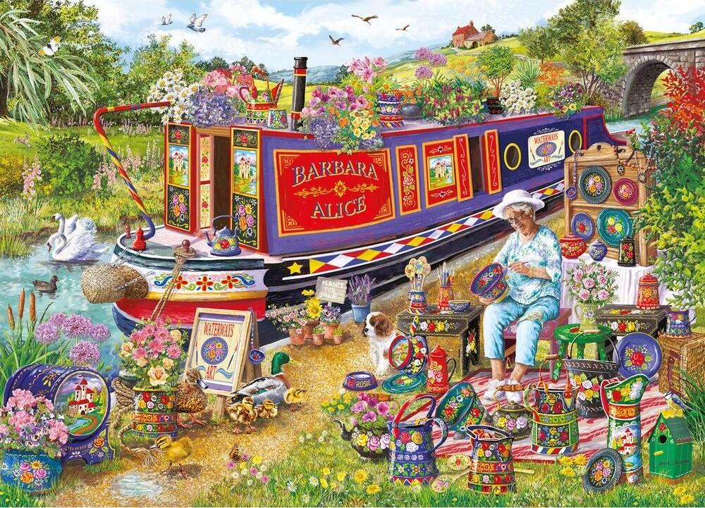 Gibsons - Canal Boat Blooms 1000 Piece Puzzle