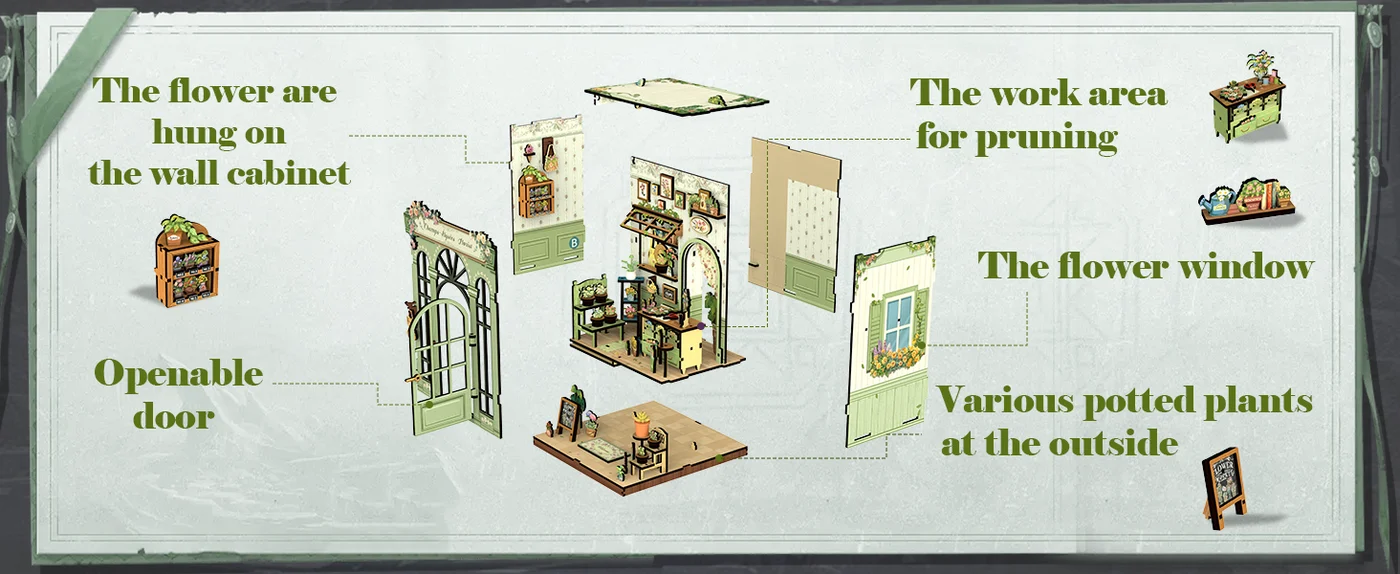 CuteBee - Champs Elysees Florist DIY Miniature House Kit - Image 2