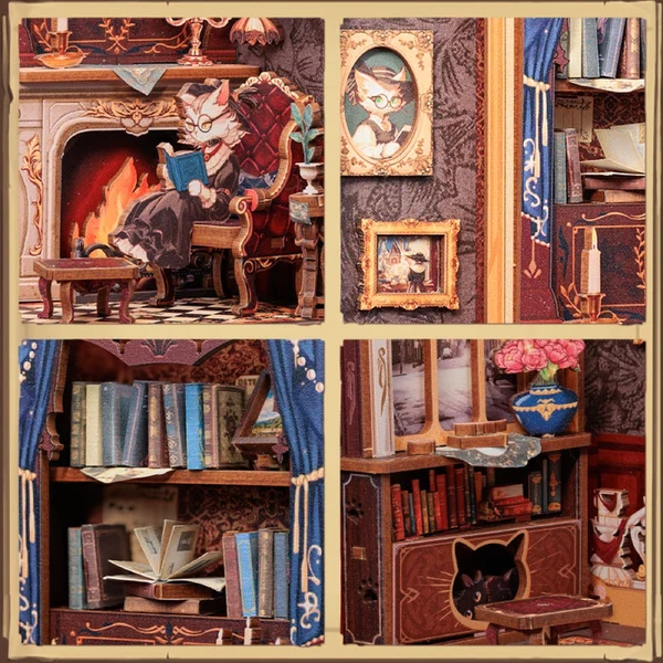 CuteBee - Count Cat's Study DIY Book Nook Kit - Image 4