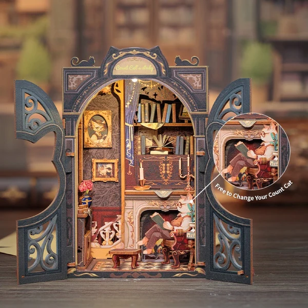 CuteBee - Count Cat's Study DIY Book Nook Kit - Image 2