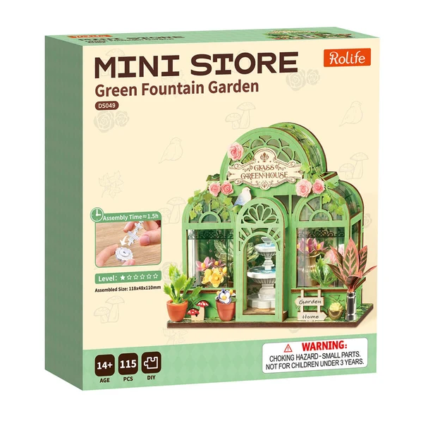 Robotime Green Fountain Garden DIY Miniature House - Image 4