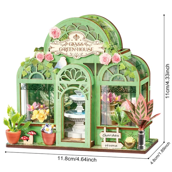 Robotime Green Fountain Garden DIY Miniature House - Image 3