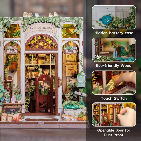 CuteBee - Green Life Bookshop DIY Miniature House Kit - Image 2