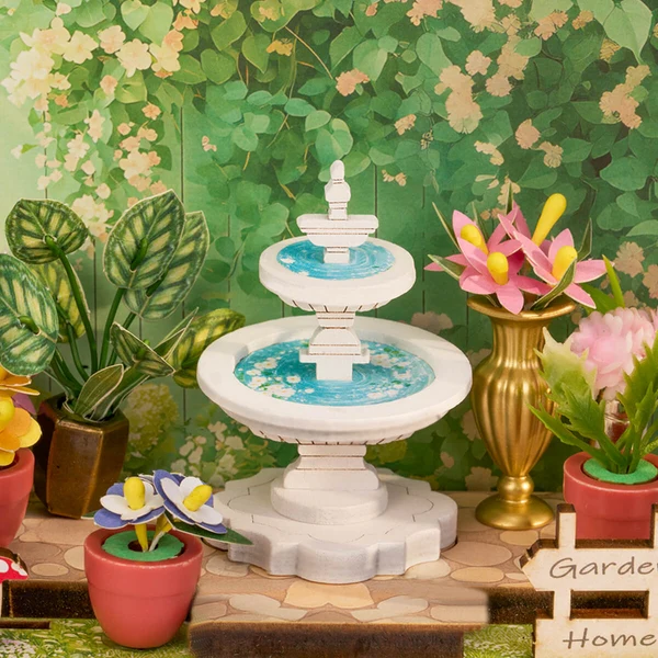 Robotime Green Fountain Garden DIY Miniature House - Image 2