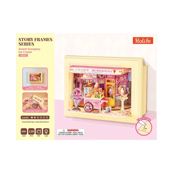 Robotime Sweet Scoopery Ice Cream Light Up Story Frame Puzzle - Image 3
