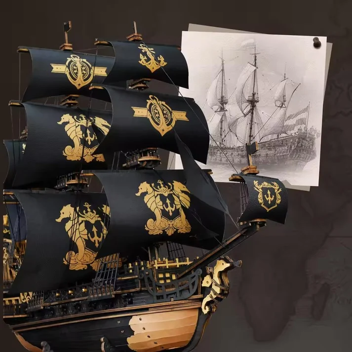 Robotime - The Seahorse Barque Gothic Pirate Ship Display - Image 2