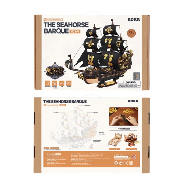 Robotime - The Seahorse Barque Gothic Pirate Ship Display - Image 5