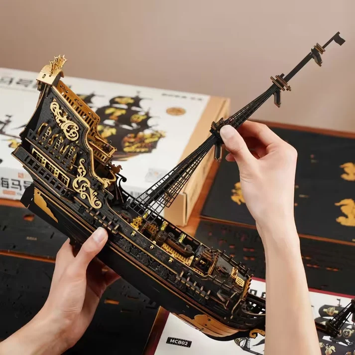 Robotime - The Seahorse Barque Gothic Pirate Ship Display - Image 3