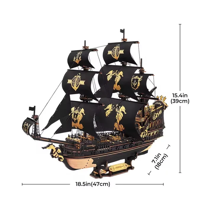 Robotime - The Seahorse Barque Gothic Pirate Ship Display - Image 4