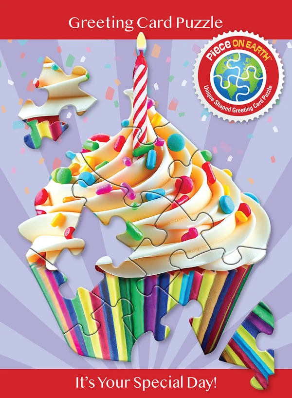 Madd Capp - Jigsaw Puzzle Greeting Card - Cupcake 12 Piece & Envelope